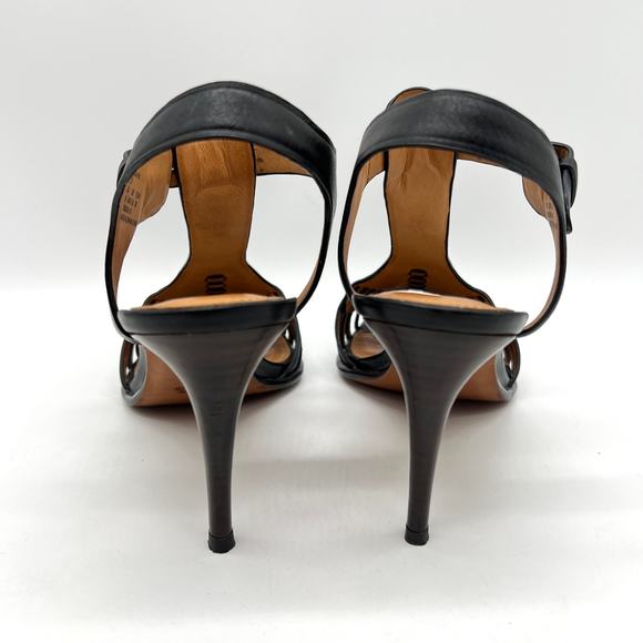 COACH Izzy Woven Leather Heel Sandal T Strap Womens 8 Black Ankle Strap Classic - Picture 3 of 13